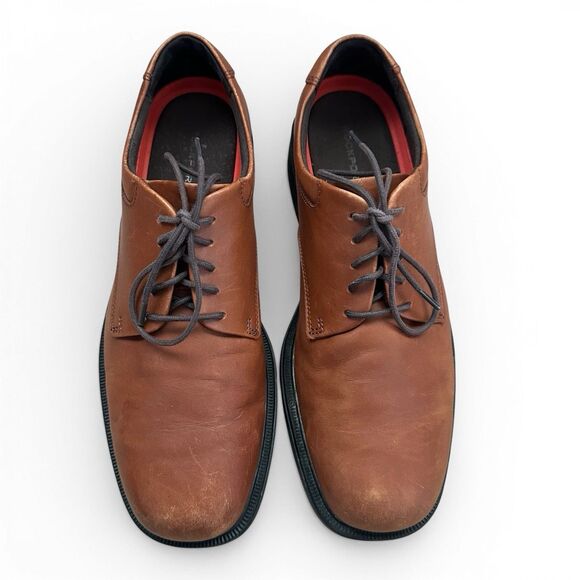 Rockport Mens 9.5M Brown Leather Oxford Dress Shoes Plain  display picture 1